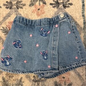 Zara Blue Denim Kids Skort with Character Embroidery